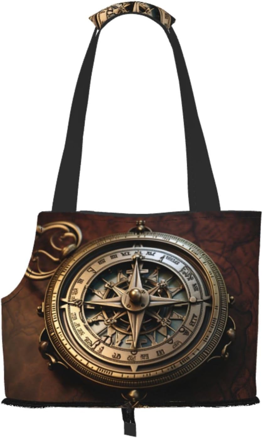 Ancient Compass Pet Tote Bag - Small Dog Purse Cat Carrier Bag, Foldable Design, Traveling Pets Tote Picnic Outdoor