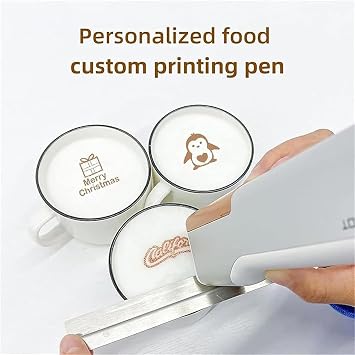 Portable Edible Inkjet Pen, Food Printer for Logo and Pattern, Mini Coffee Latte Art Printer for Cake, Cookies, Bread, Macaron, Chocolate, DIY Decoration