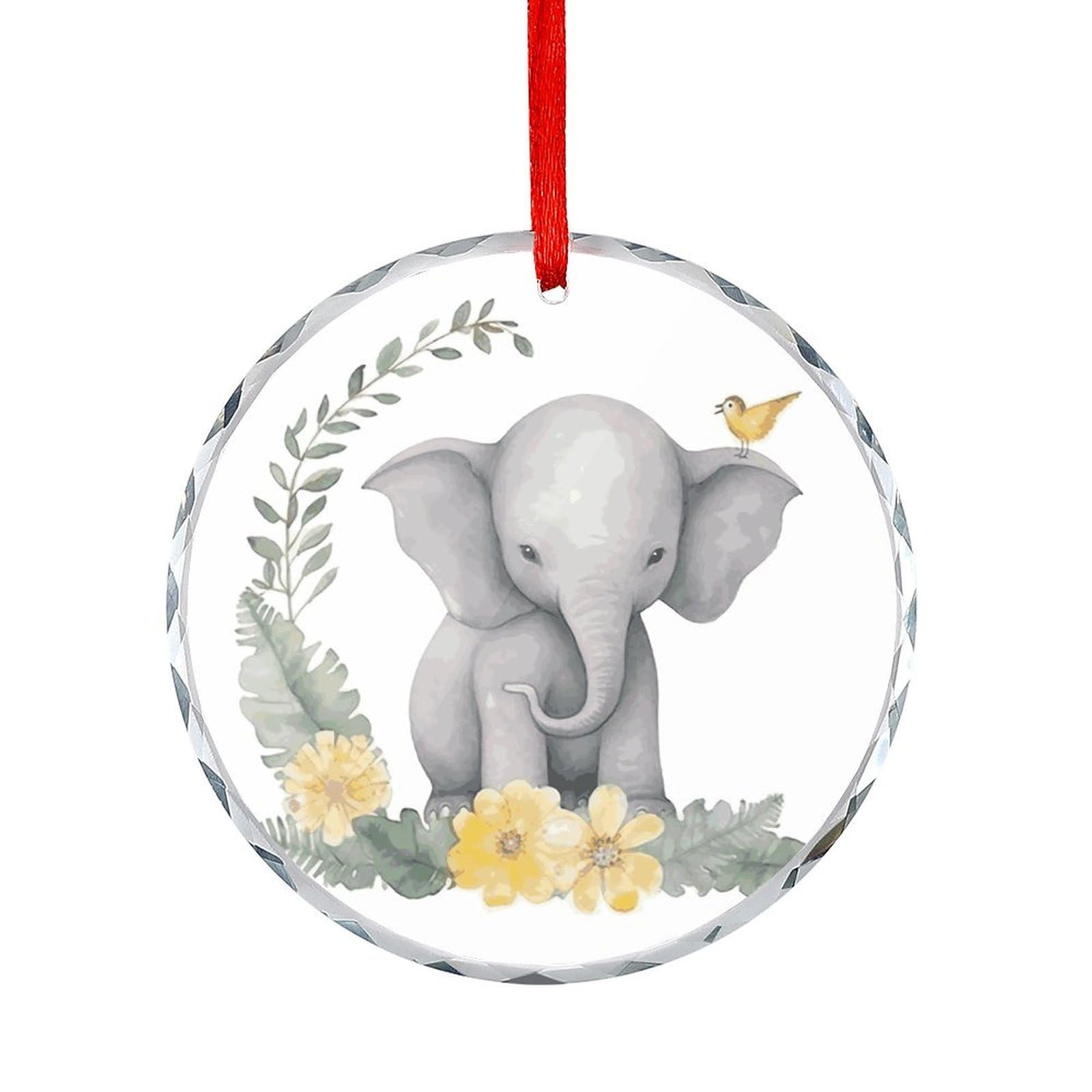 Btcowzrv Style Elephant With Wreath Round Ornament Hanging Pendant Decor