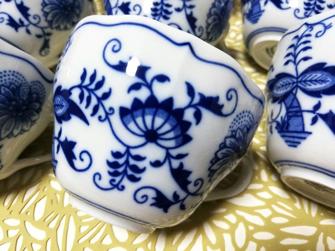 【未使用品】チェコ製 カールスバード ボヘミア ブルーオニオン 豪華ティーセット 新品箱付！チェコ カールスバード ボヘミア ブルーオニオン