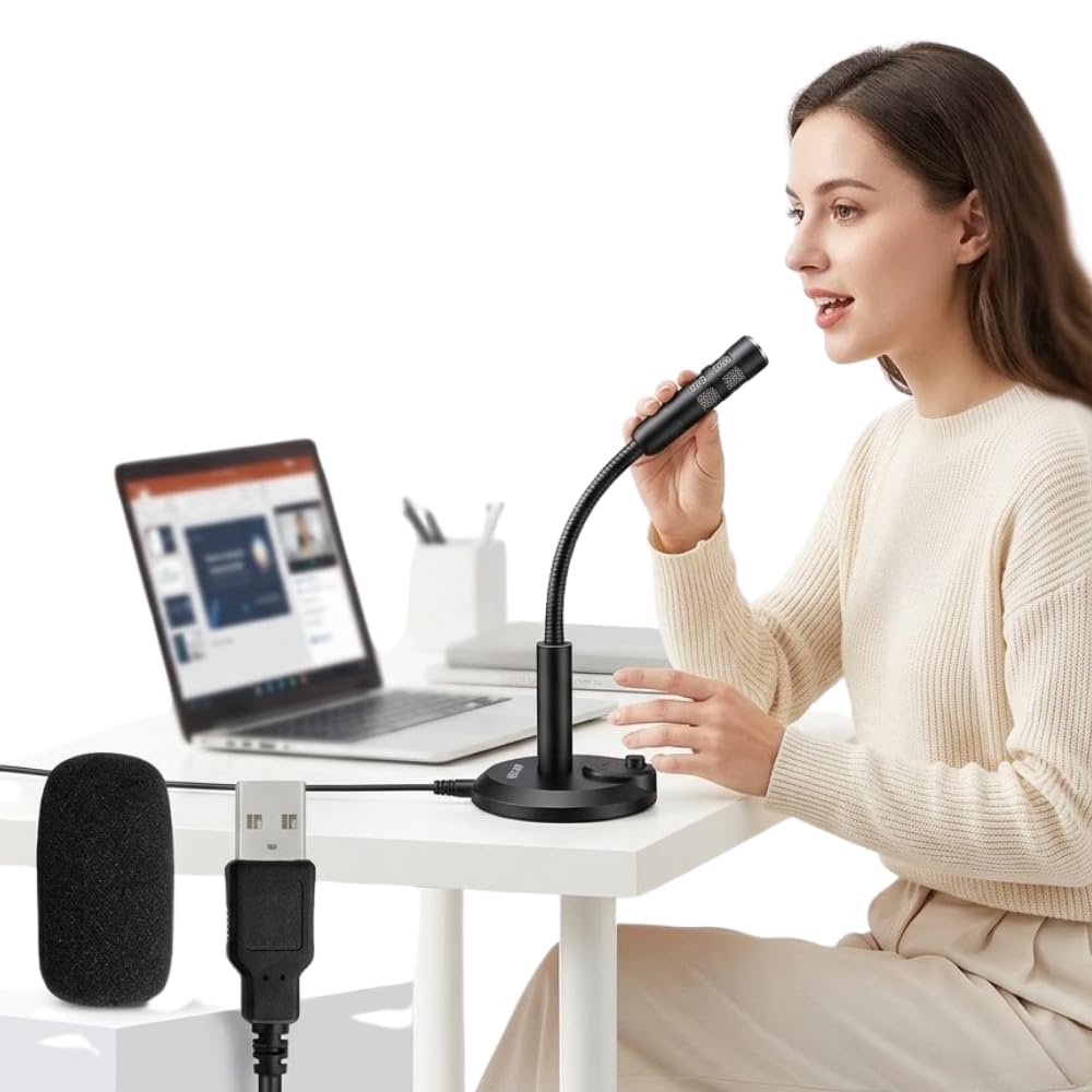 Drumstone (𝐒𝐩𝐞𝐜𝐢𝐚𝐥 𝟏𝟓 𝐘𝐞𝐚𝐫𝐬 𝐖𝐚𝐫𝐫𝐚𝐧𝐭𝐲 Mini USB Gooseneck Microphone for PC & Laptop | Plug & Play Desktop Mic for Gaming, Streaming, Podcasting & Online Meetings | Compact-image-20