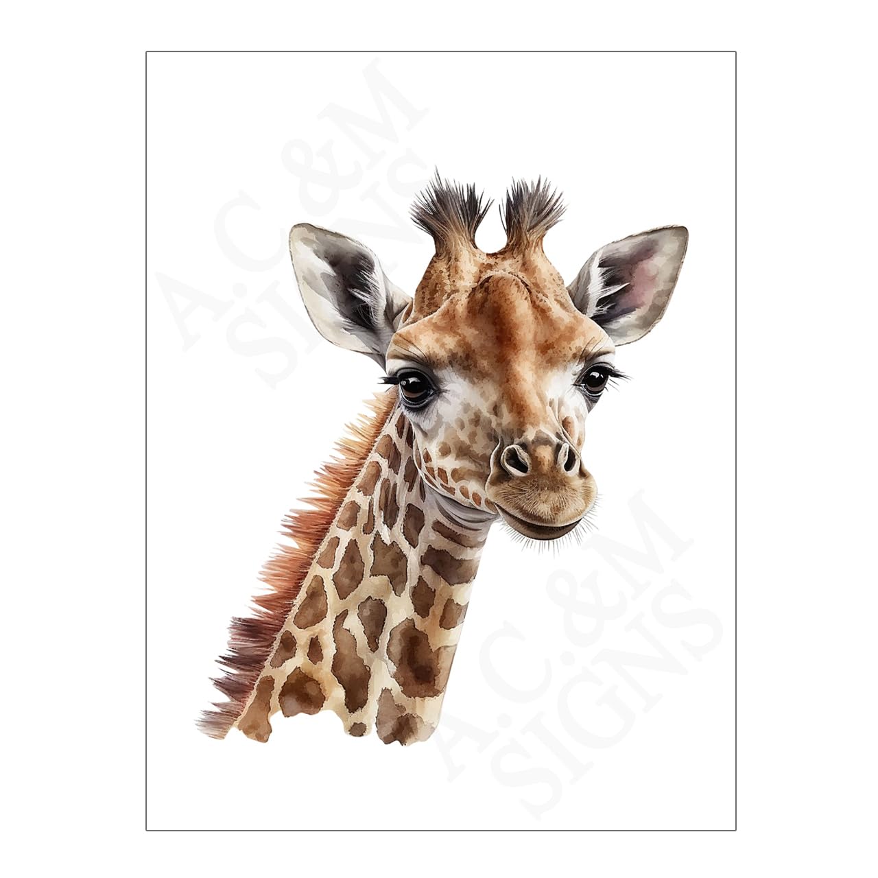 Metal Wall Art Giraffe Head Print Sign Picture Plaque Safari Animal Prints Signs Home Décor Living Room Kitchen House Bedroom Bathroom Décor Gift 15521 (8 x 6 inches (20cm x 15cm))