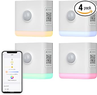 THIRDREALITY Smart Color Night Light 4 Pack, Matter Over WiFi, 3-1 Multi-Functionality, Work with SmartThings, Google Home, Apple Home, Alexa