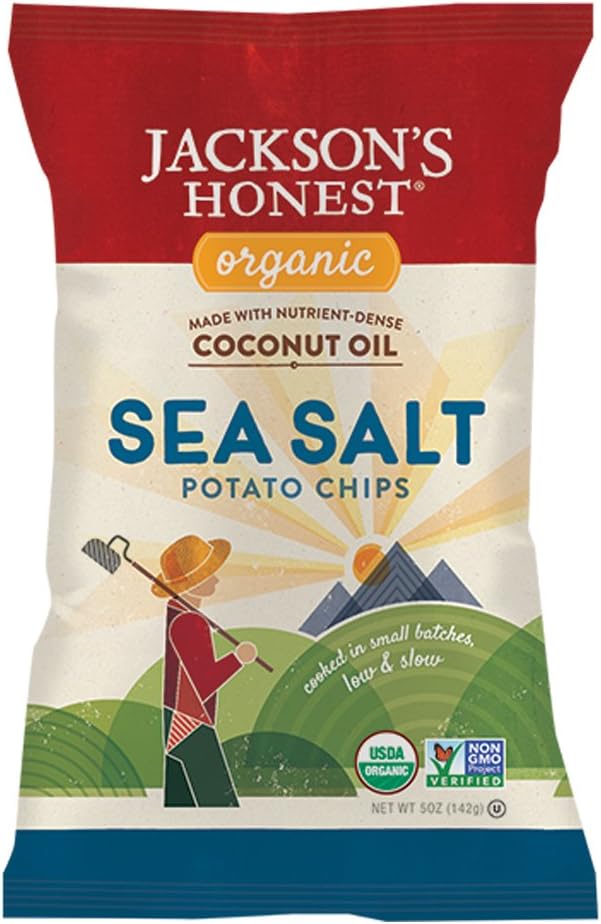 JACKSONS HONEST Potato Chips-With Coconut Oil Sea Salt At least 95% Organic 5 oz