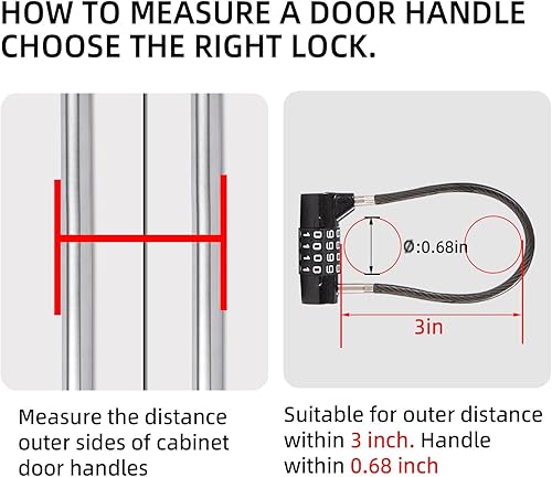 Miniatura 3 de Candado de cable de bloqueo de combinación con cerradura de gabinete de 4 dígitos con cable de 3.5 pulgadas de longitud torcida 3.5 pulgadas de