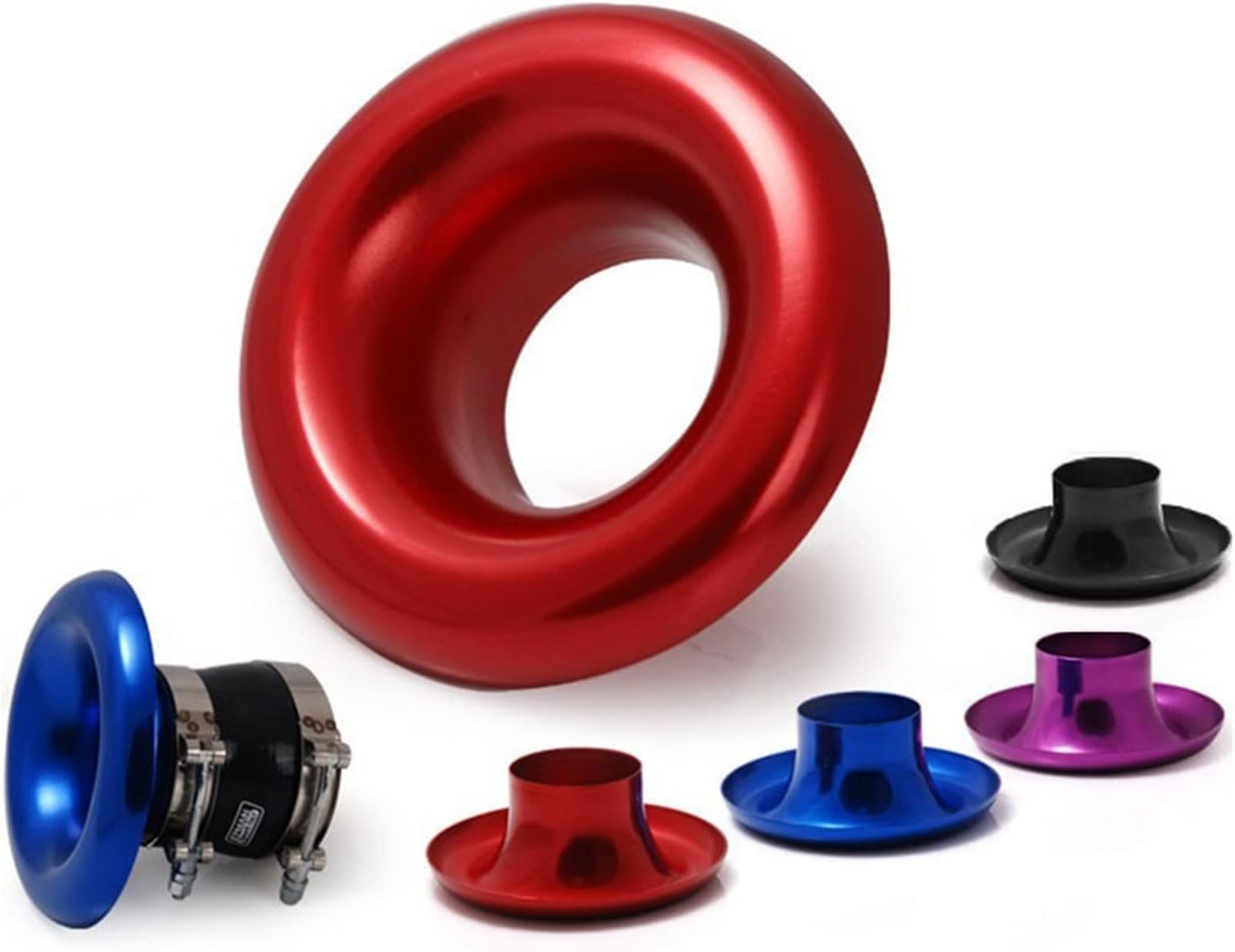 Winca Turbocharger 3.5" Short RAM/Cold Air Compressor/Intake Inlet Velocity Stack/Turbo Horn Kit Nitrous (Red)