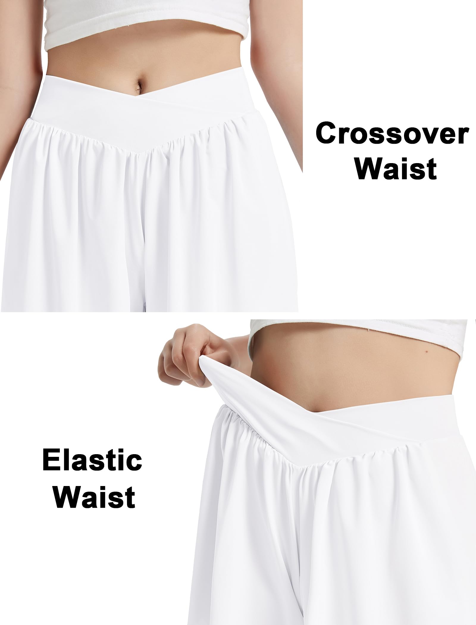 EXARUS Pantalones cortos cruzados para niñas, falda 2 en 1, falda atlética para correr, niños de 6 a 14 años