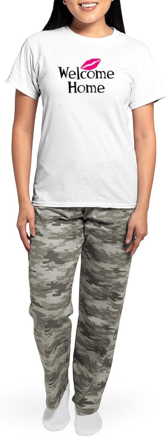 CafePress Welcome Home Pajamas Women's Novelty Cotton Pajama Set, Comfortable PJ Sleepwear