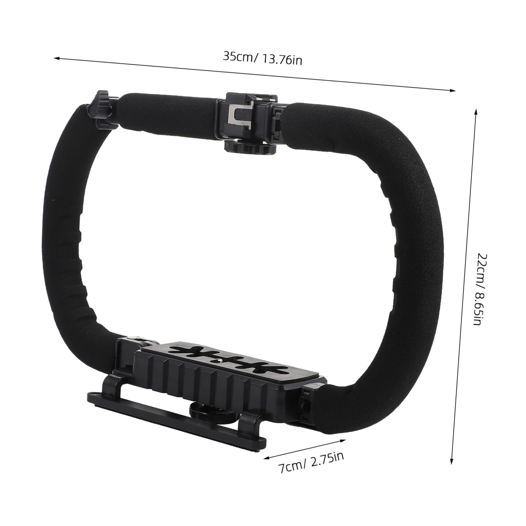 Stabilizzatore Manuale Pieghevole per Fotocamera Vite 1/4 | Nero, Impugnatura in Spugna, 3 Attacchi Hot Shoe, Supporto per Fotocamere Reflex e Smartphone