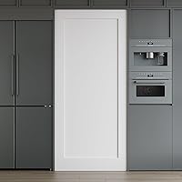 Vista 10 de WINSTELLAR - 1 panel estilo coctelera de 18 x 80 pulgadas, losa blanca imprimada para puerta interior de núcleo sólido, puerta de dormitorio