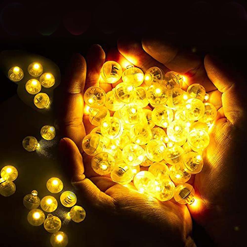 LIKENNY LED ライト 提灯 バルーンライト led 豆電球 50個入 小型 高輝度 電池式 イルミネーション 転倒防止 パーティー テント お祭り 誕生日 結婚式 パーティー 風船 庭 ハロウィン クリスマスなどに最適 (豆電球(暖色))