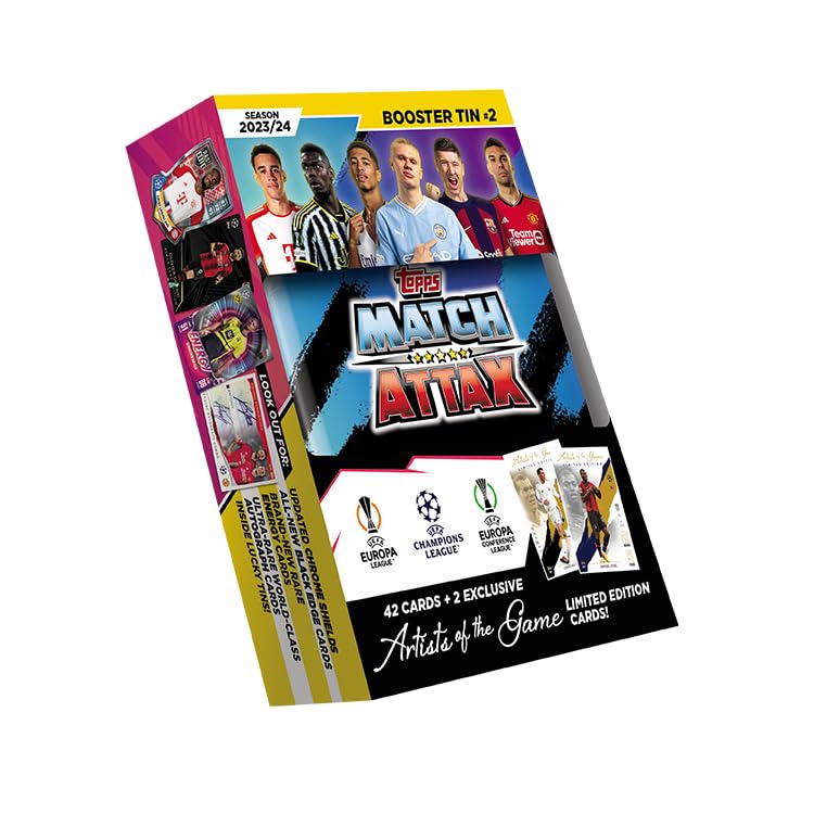 ToppsMatch Attax 23/24 - Booster Tin 2 - contains 42 Match Attax cards plus 2 exclusive Artists of the Game Limited Edition cards