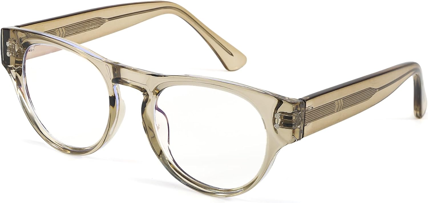 SIPHEW Women's Blue Light Blocking Glasses - Round Large Acetate Tr90 Frame Anti Blue Light Glasses & Eye Strain for Women