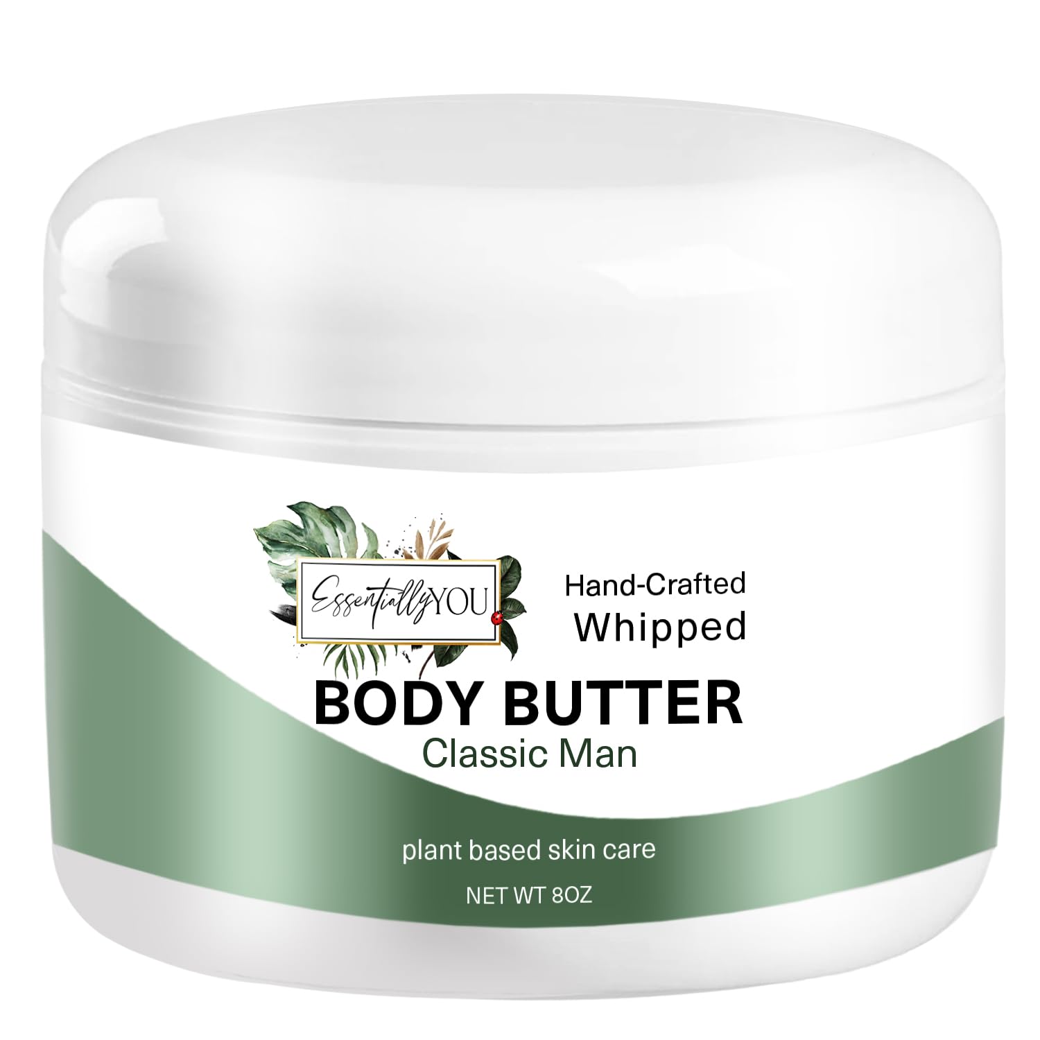 Classic Man: Sandalwood, Bergomont, Sage, Whipped Body Butter| Nourishing Mango Butter, Grapeseed Oil, Rosehip Oil, Vitamin E |Moisturizer for Body, Feet & Hands 8oz.