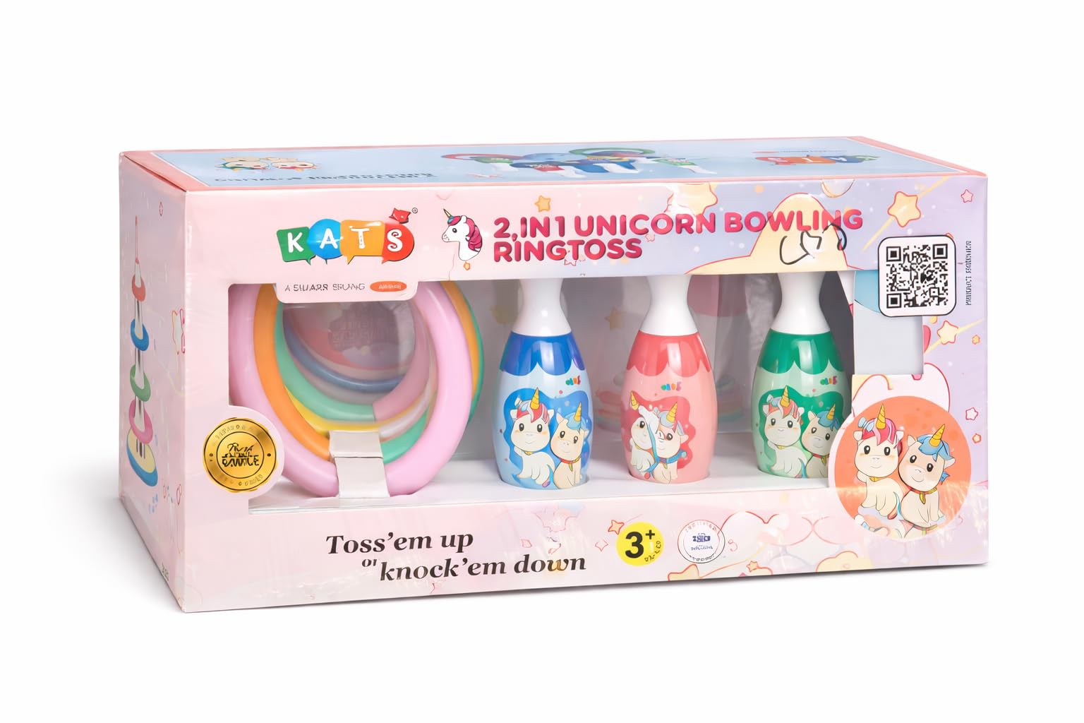 KATS 2-in-1 Unicorn Ring Toss & Bowling Game Set for Kids | Indoor Outdoor Activity Toy | Colorful Unicorn Toss Game with Bowling Pins | Family Party Game for Boys & Girls Age 3+-picture-20