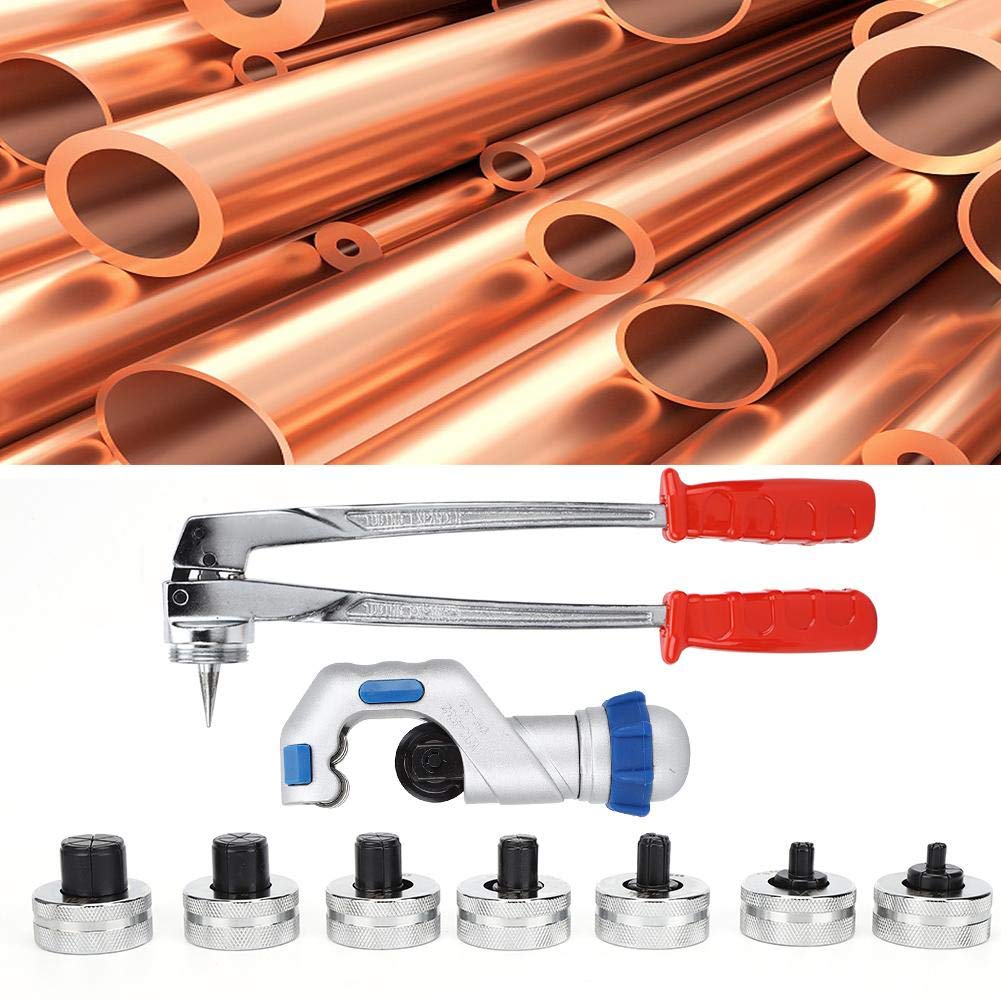 Oumefar Outil d'Expansion Manuel pour Tuyaux 10-28mm, Kit 7 Têtes pour Cuivre, Aluminium, PEX, avec Boîte de Transport