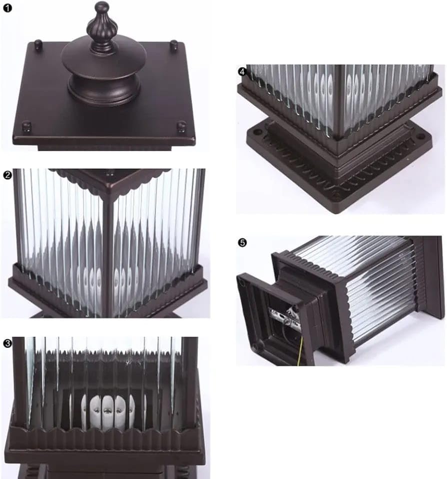 Image of Glowave Decorative Outdoor Coffee Square Post Light Pillar Light Column Light, Waterproof Lantern Post for Patio or Fench Deck, Doorway Porch Pillar Lamp - Warm White (6735-Coffee)