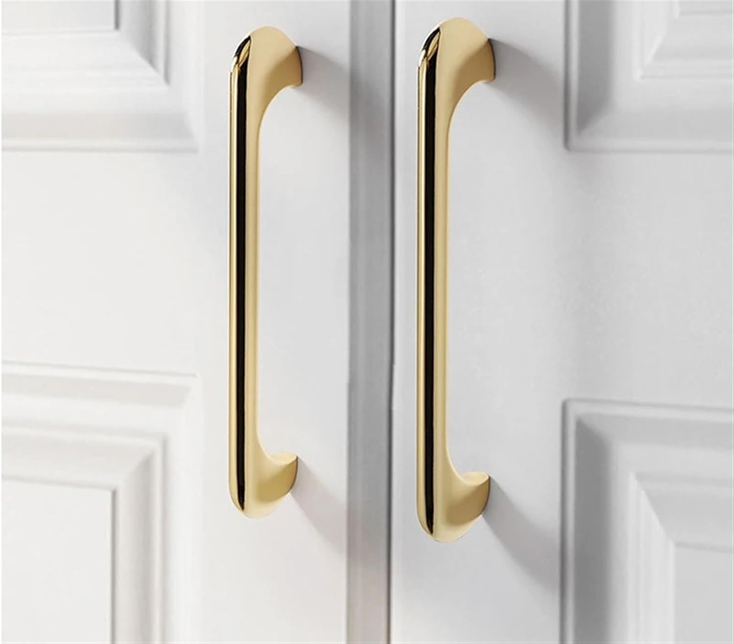 Zinc Alloy Black Gold Door Handles Kitchen Simple Cabinet Handles Solid Drawer Knobs Fashion Furniture Handle Hardware 2Pcs(Brushed gold-192mm)