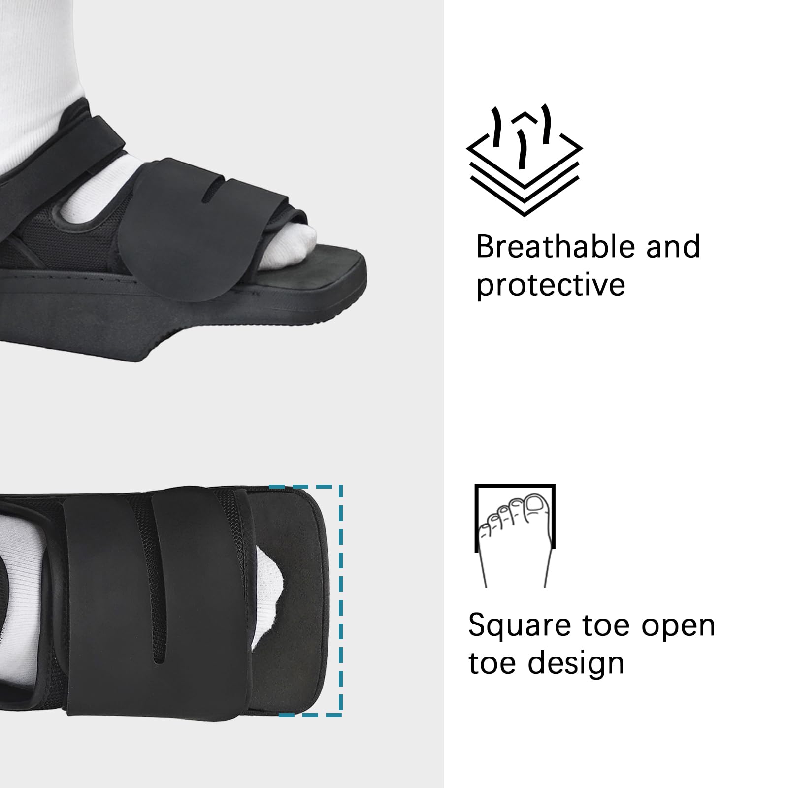 Zapato de descarga del antepié Zapato ligero de cuña para dedos rotos, fractura de metatarso, juanete, dedo en martillo para mujeres y hombres (L)