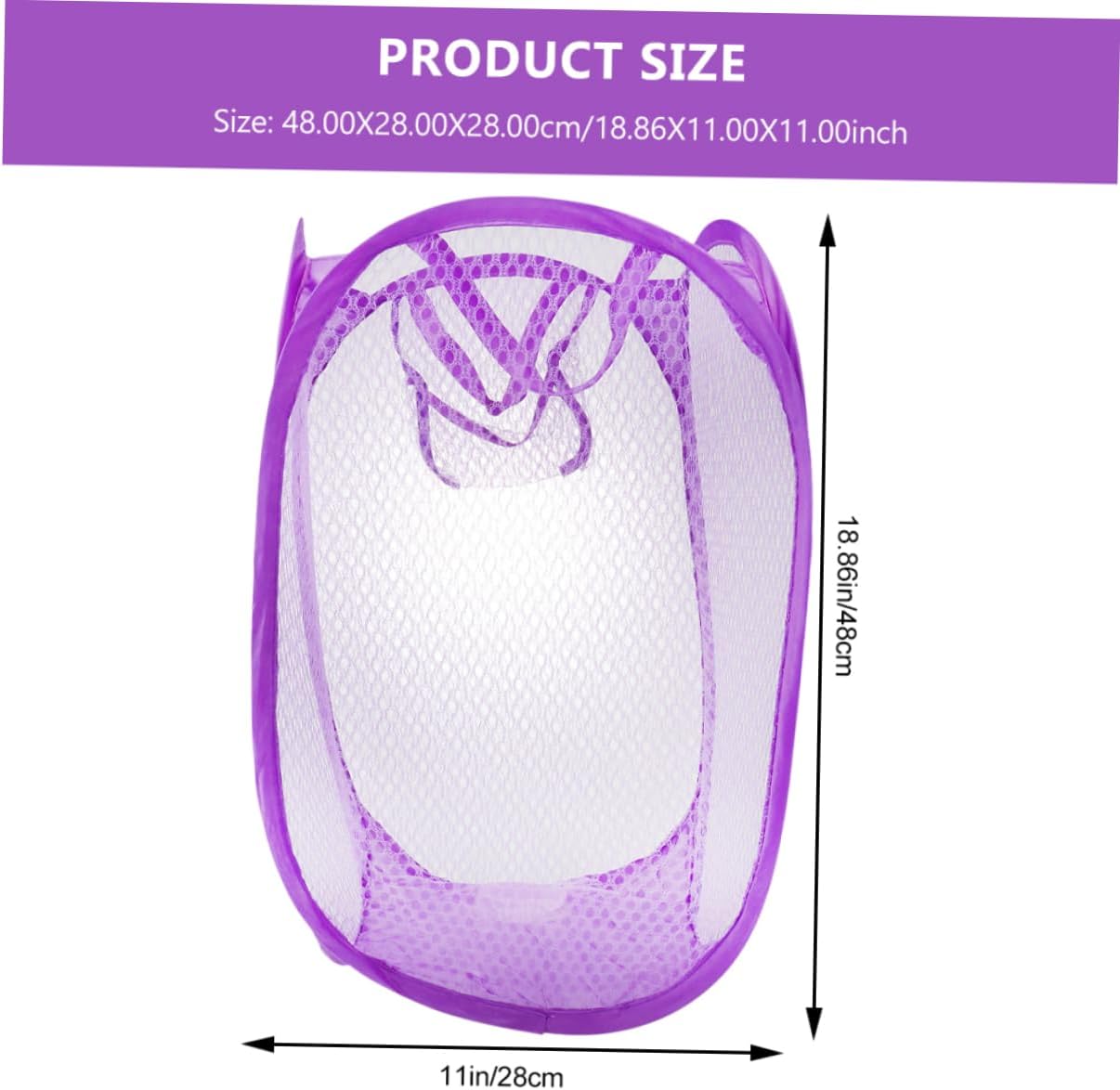 2 Pack Purple Foldable Laundry Basket with Handle for Home Bathroom | Screen Cloth Construction, Easy to Carry and Move, Compact Storage Solution, Set of Two Pieces
