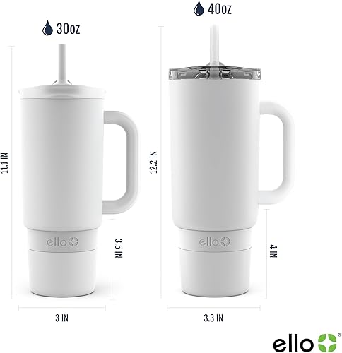 Miniatura 4 de Ello Port - Vaso de 30 onzas con asa de transporte y asa integrada, botella de agua reutilizable de acero inoxidable aislada al vacío, taza de
