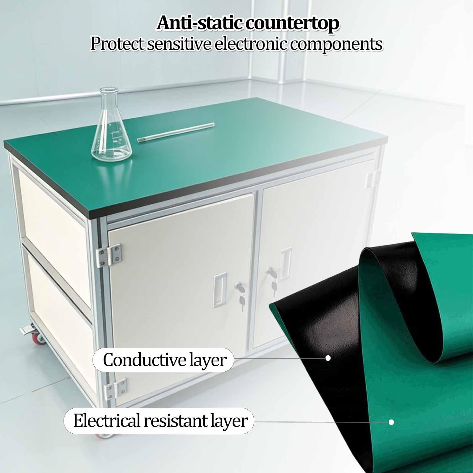 Banco de laboratorio móvil antiestático, mesa de trabajo de aleación de aluminio resistente de 3 niveles con ruedas para lugar de trabajo, hogar, garaje
