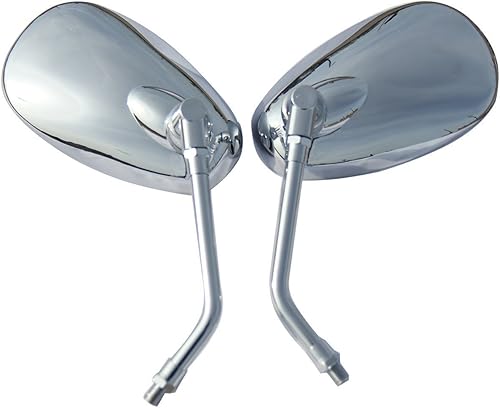 Un par de espejos retrovisores ovalados cromados compatibles con Yamaha Vino 125 2008