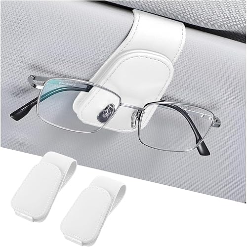 Miniatura 95 de AICEL Soportes para lentes de sol para visera solar de automóvil, soporte de cuero para colgar gafas, soporte magnético para lentes y clip