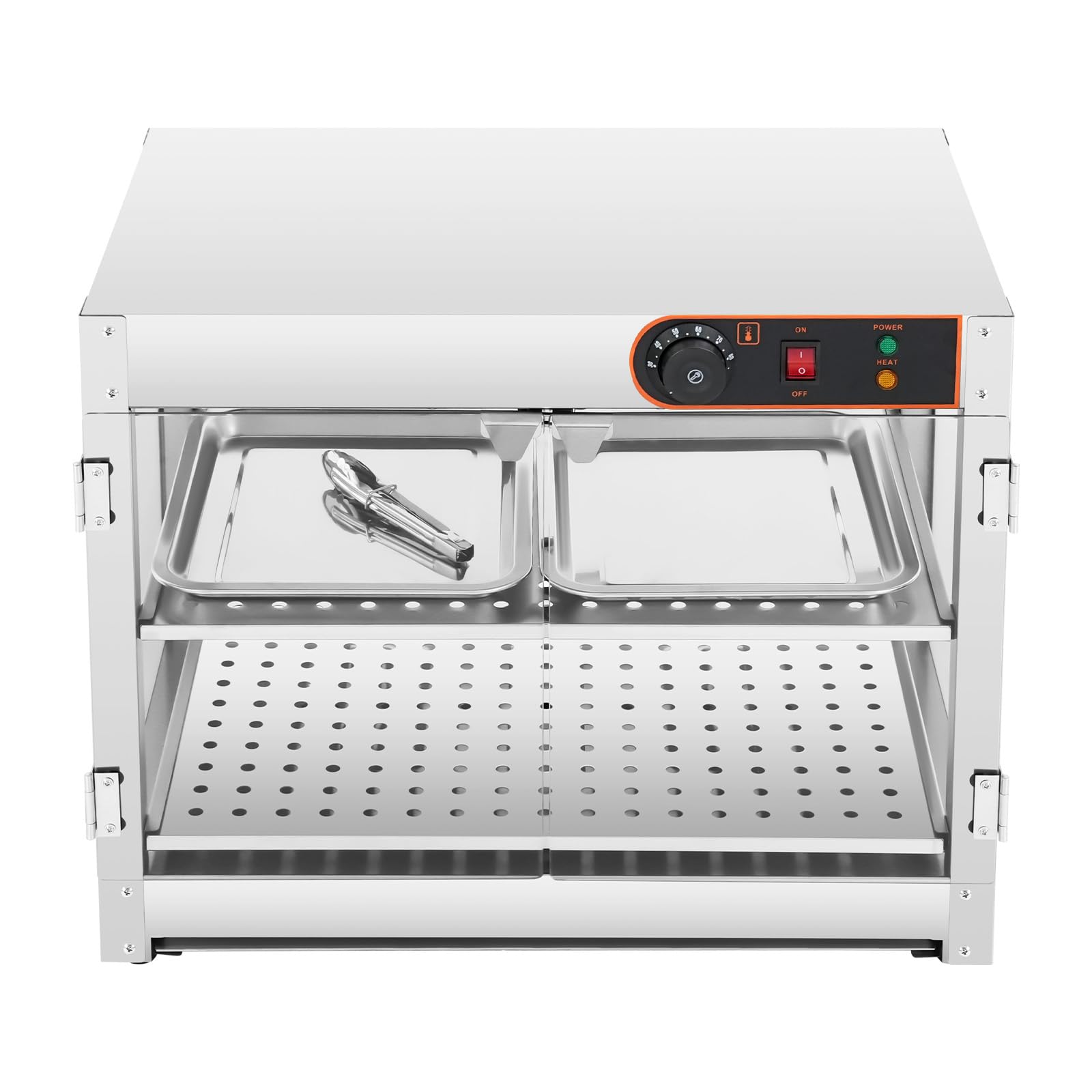 Scaldavivande commerciale a 2 ripiani, 800 W, luce LED