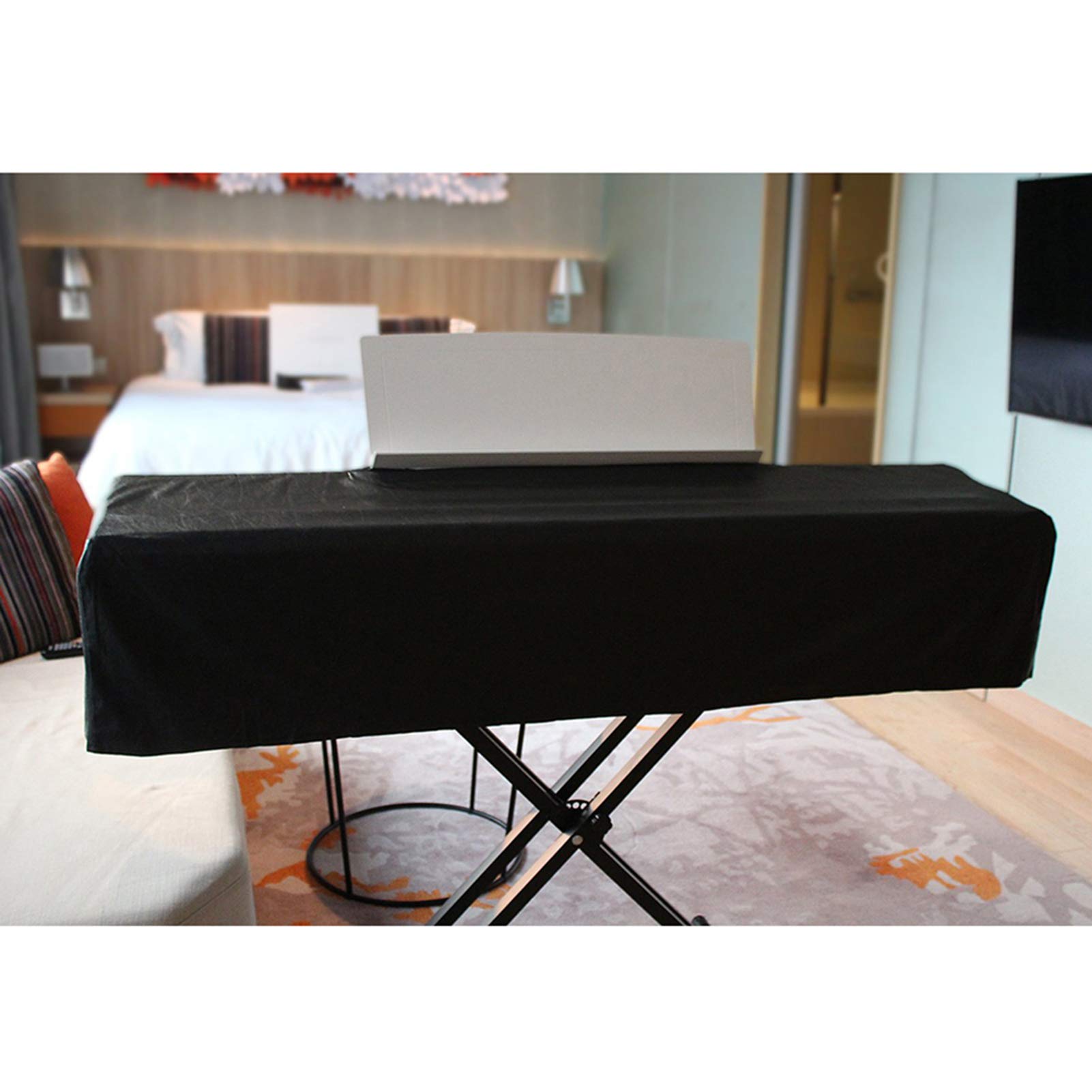 Copertura Per Pianoforte Digitale 88 Tasti - Anti Polvere In Pelle PU, Nero, Con Leggio - Foto 3