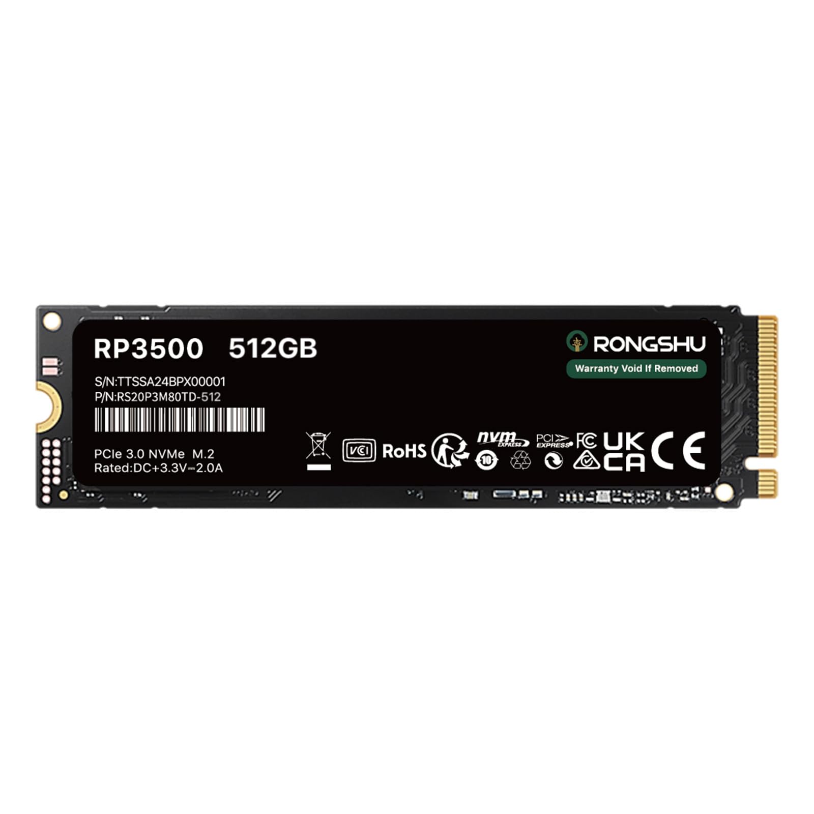 RONGSHU 256GB NVMe SSD M.2 PCIe Gen 3×4, Read Speeds Up to 3,000 MB/s, M.2 2280 Internal Soild State Drive, SLC Cache 3D NAND TLC Compatible with Laptop and PC Desktops (RP3500)