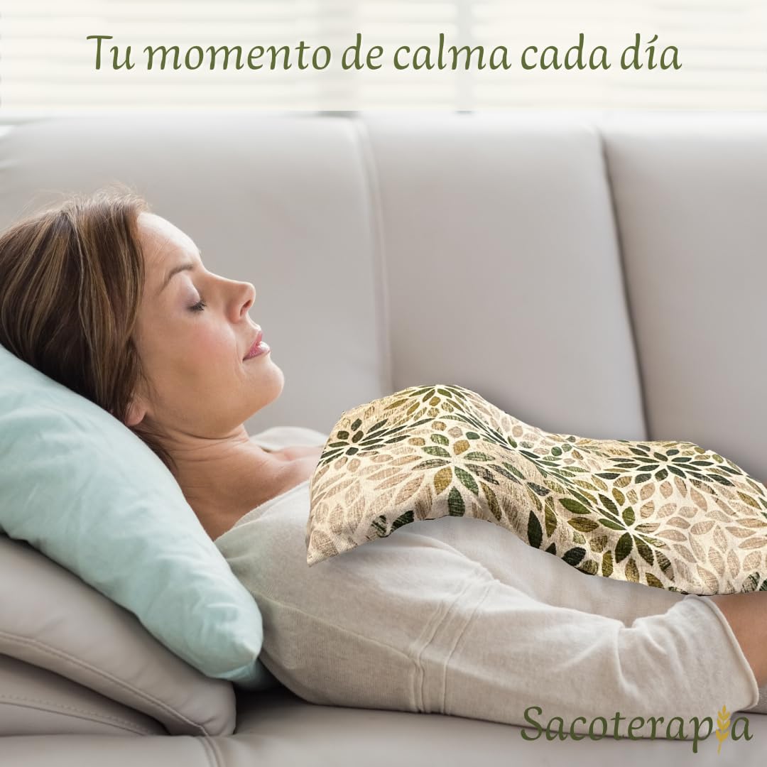 Saco térmico de semillas 40×28 cm tipo manta para microondas o congelador – Calor y frío – Lavanda y romero – SACOTERAPIA