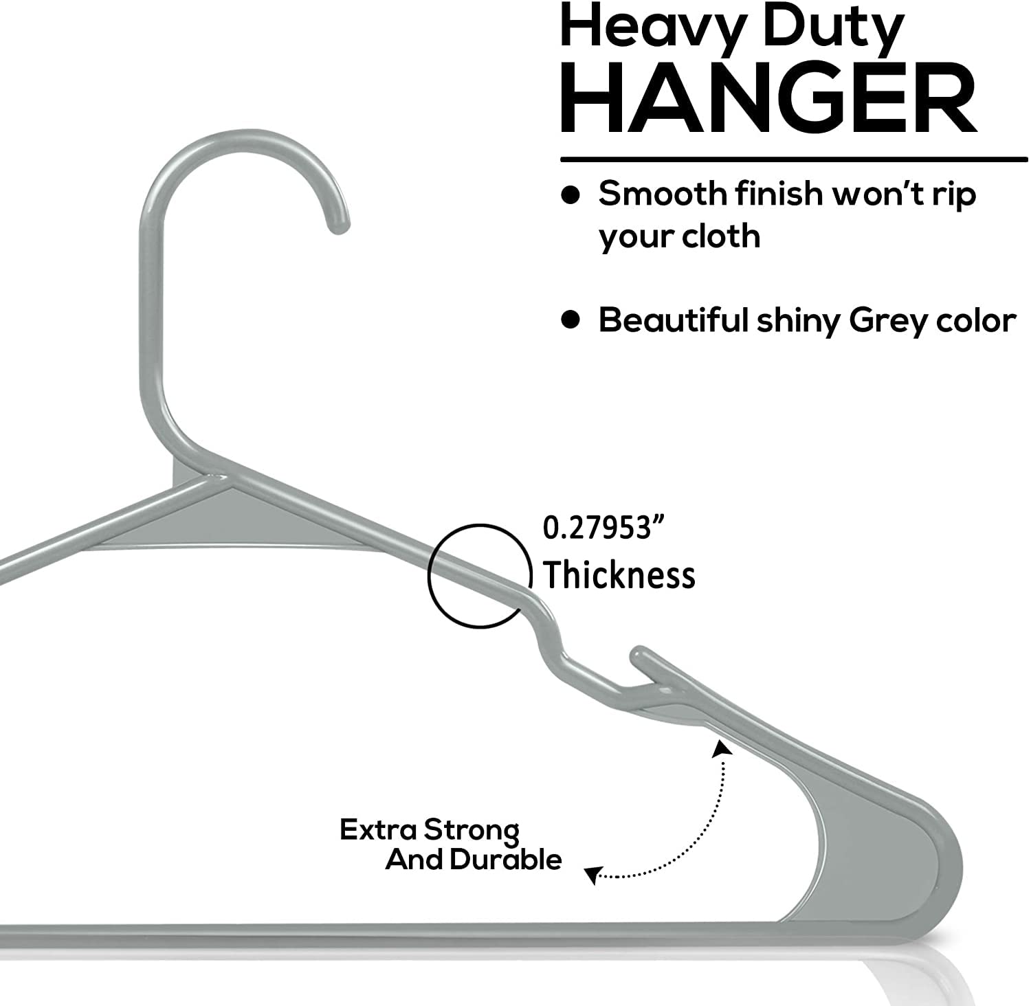 PROTOWARE 10 Pieces Clothe Hangers for Wardrobe - Space Saving Cupboard Storage Organizer - Plastic Hanger Set for Saree, Shirt, Dress (Grey) 1