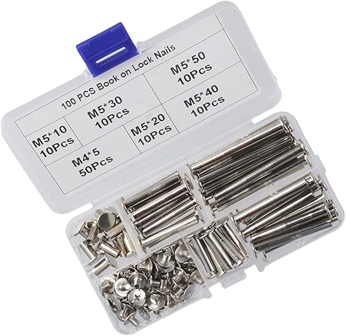 Miniatura 7 de allcoupon Tornillos Phillips Chicago de 100 piezas, tornillos de fijación M5, tornillos de libro M5, barriles de encuadernación y tornillos surtidos