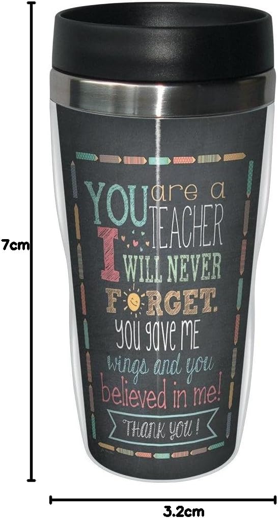 Tree-Free Greetings Jo Moulton Teacher Thanks Travel Mug, Stainless Lined Coffee Tumbler, 16-Ounce - Gift for Teacher Appreciation Week Day image 2