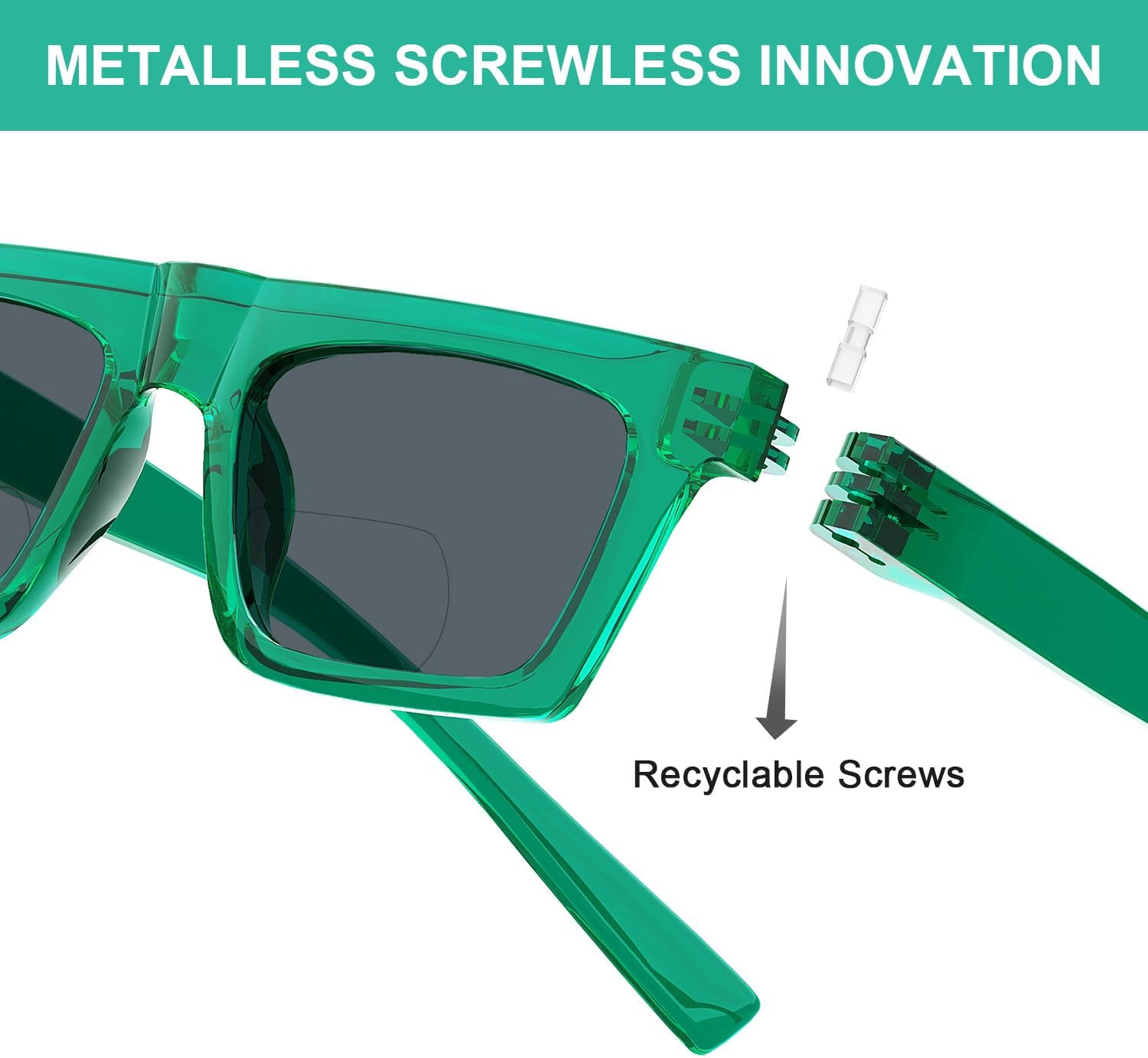 Eyekepper Metalless and Screwless Bifocal Sunglasses UV400 Protection Sunshine Readers for Women and Men