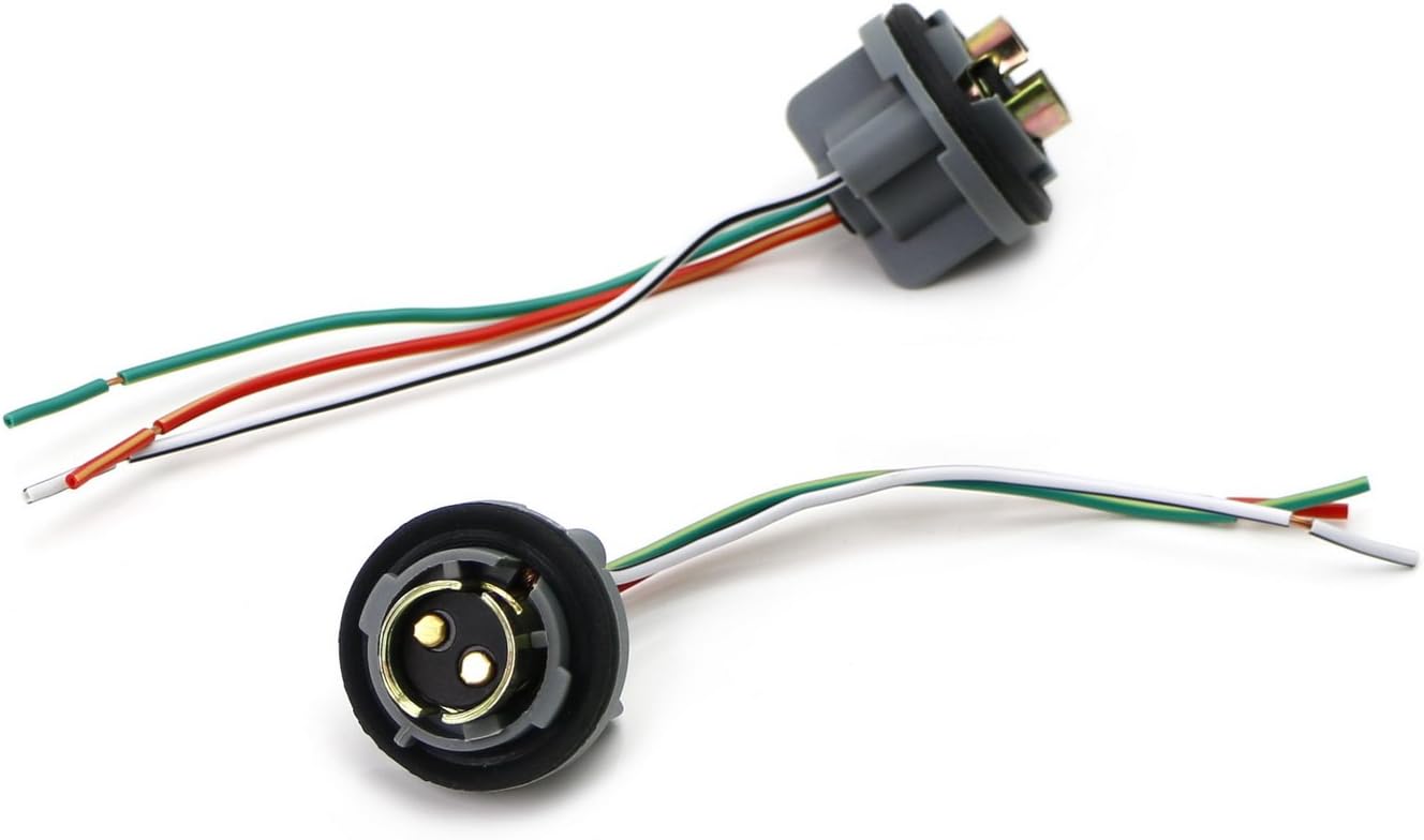 iJDMTOY (2 1157 2057 2357 7528 Metal Socket/Base w/ Pigtail Wiring Harness Compatible With Turn Signal, Brake/Tail Lights or LED Bulbs Retrofit, etc