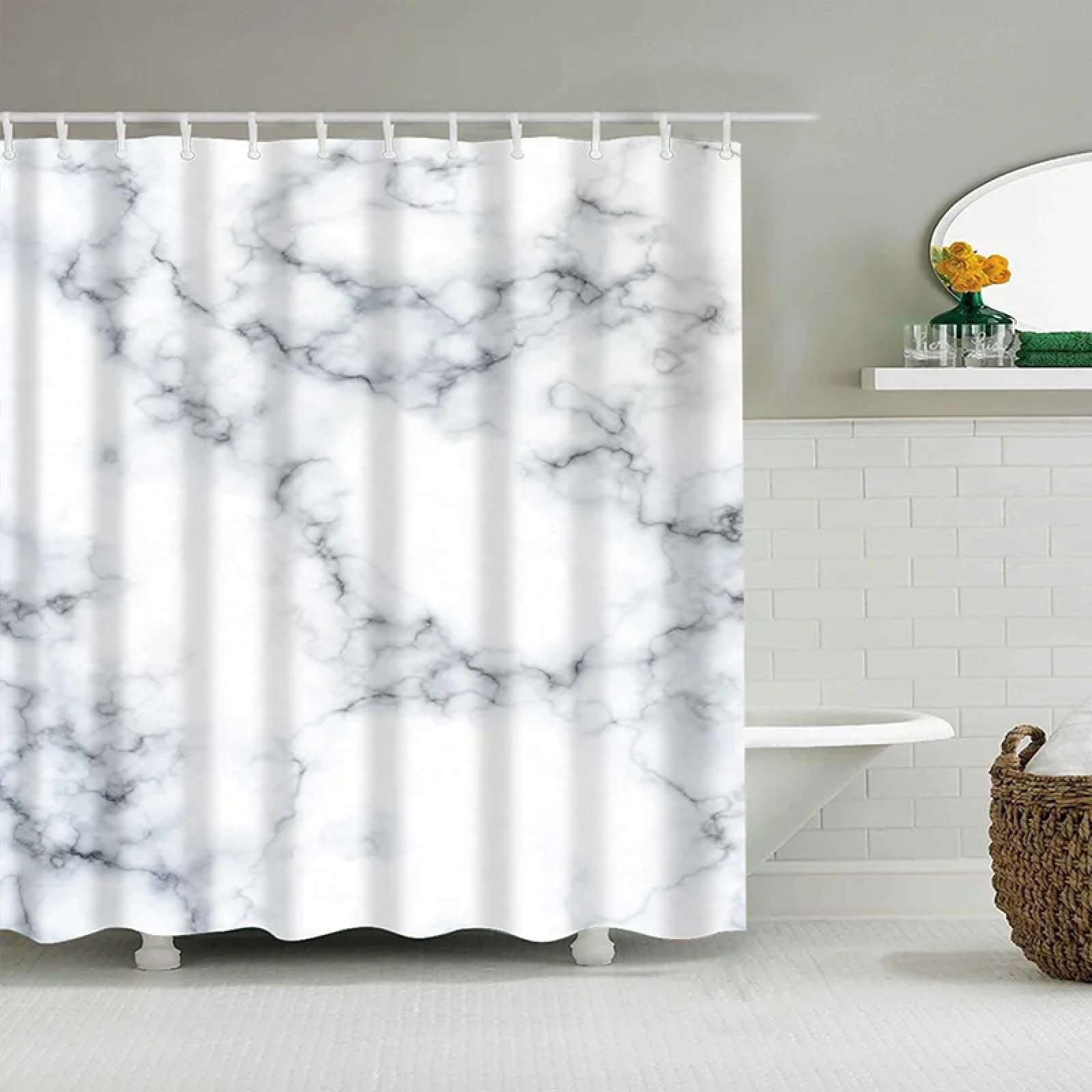 ZMFBHFBH Short Shower Curtain Fabric Polyester Marble Stripes Printing Shower Curtains Bathroom Shower Curtains 113x220cm/44x87in(WxH) Bathroom Curtain