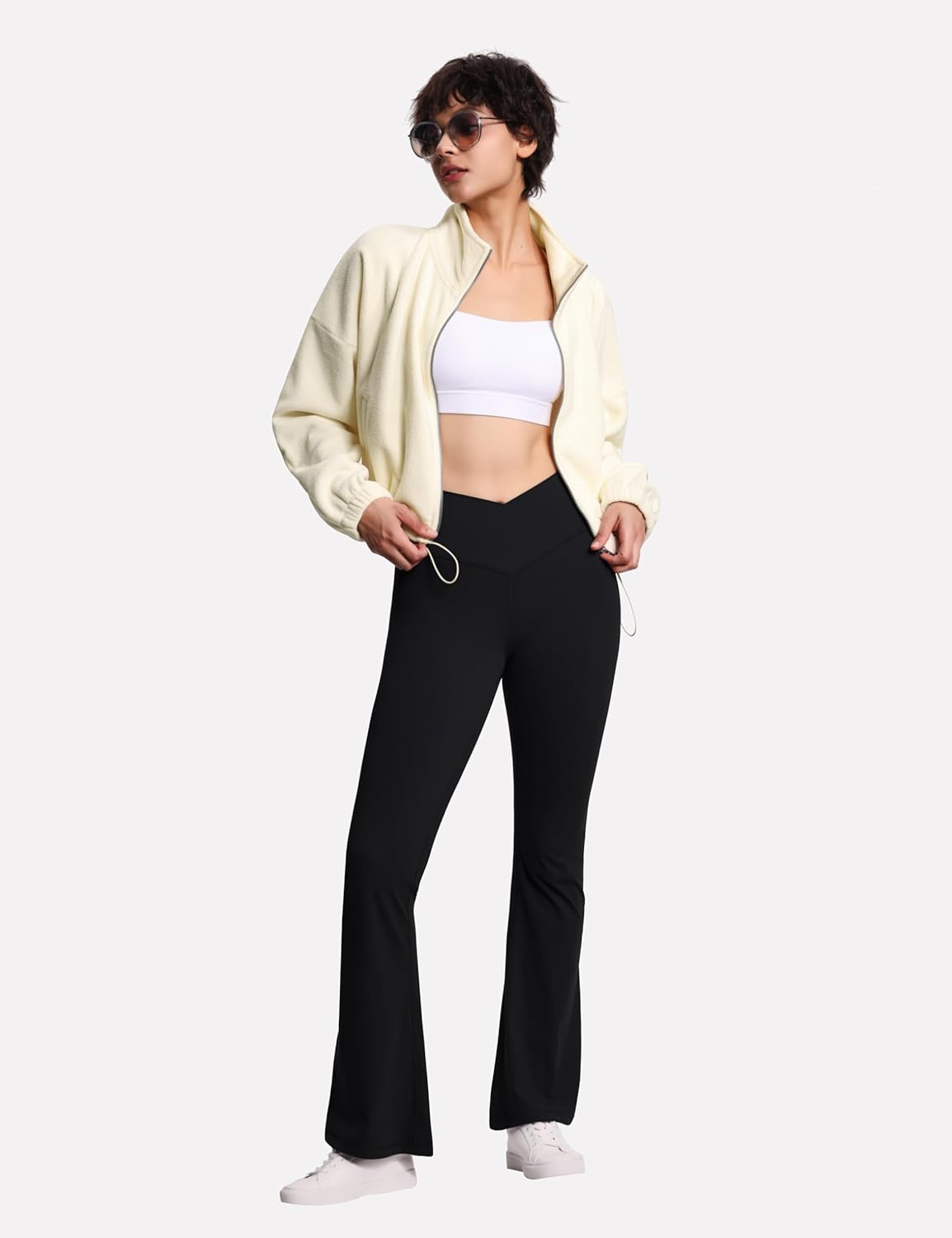 THE GYM PEOPLE Women's Crossover High Waist Flare Workout Leggings Bootcut Bell Bottom Yoga Pants with Tummy Control - Image 3