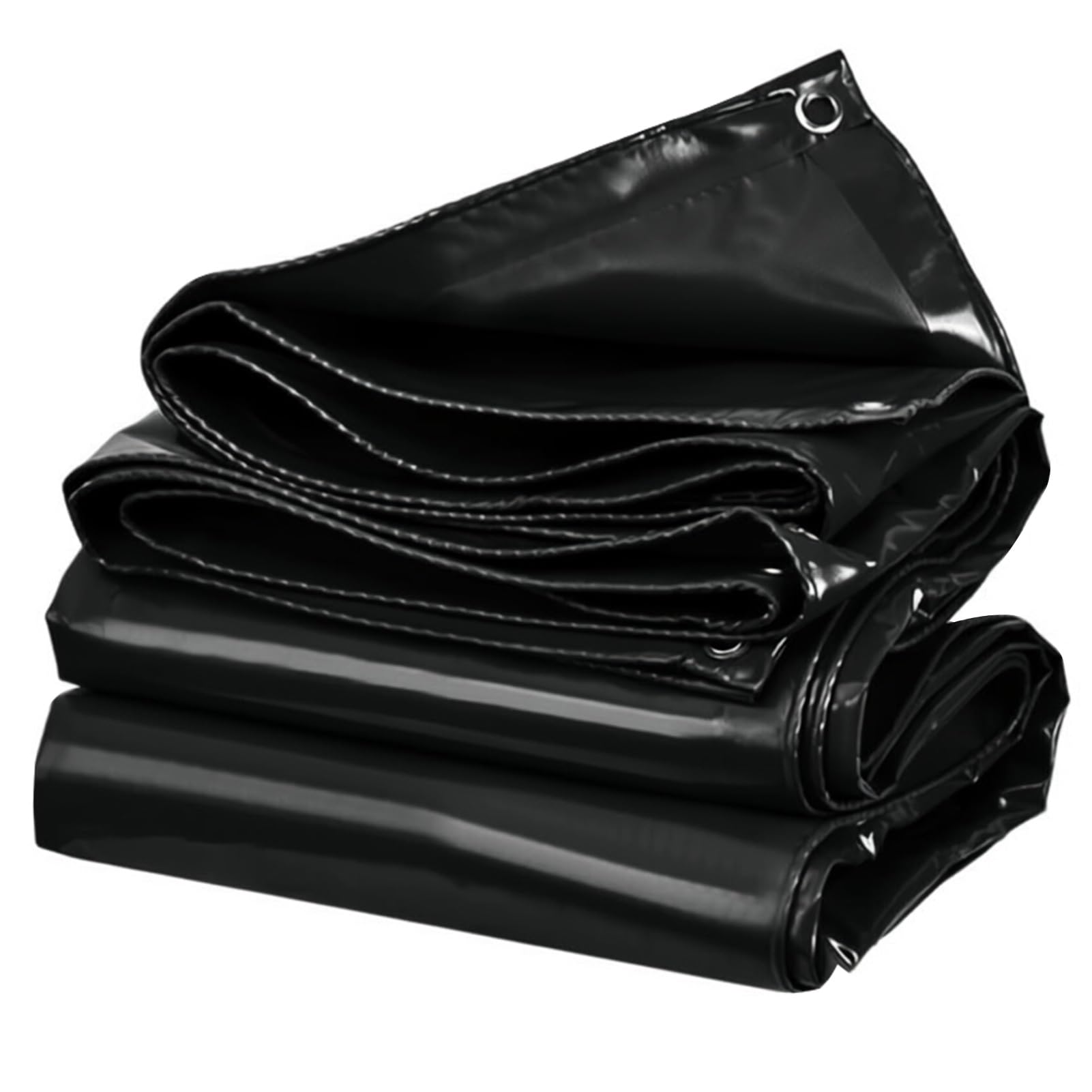 Black Canvas Tarp 500g/㎡ Heavy Duty Waterproof Tarpaulin, 1x1.8m/5x6m Weatherproof Outdoor Furniture & Shed Roof Cover Sheet with Grommets(1.8x2.4m(5.9ftx7.9ft))