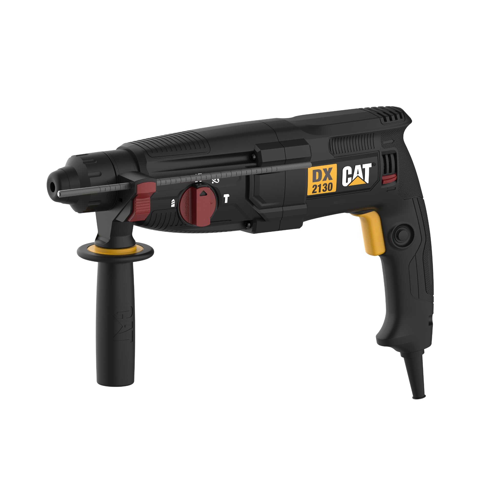 CAT DX2130 Bohrhammer 900W, SDS-plus, 3.2 Joule Schlagenergie, 4-In-1 Funktionen, 28mm Bohrleistung, (inkl. Meißel- und Bohrersatz)