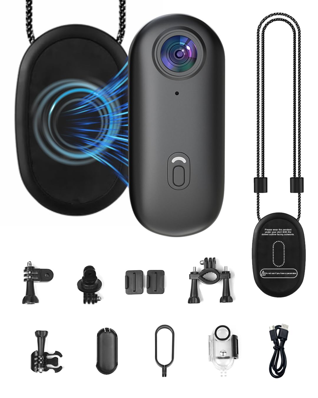 Suerin WIFI Body Camera 1080P, Mini Body Cameras with Audio And Video, Pov Camera with APP Cotrol, Wearable Worn Body Cam with Waterproof Clip for Sports, Bike,Travel(64GB)