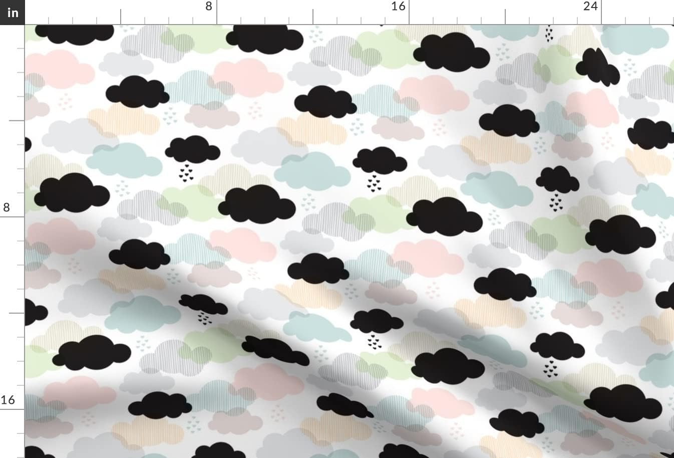Spoonflower Fabric - Pastel Geometric Clouds Scandinavian Soft Sky Rain Love Printed on Minky Fabric by The Yard - Sewing Baby Blankets Quilt Backing Plush