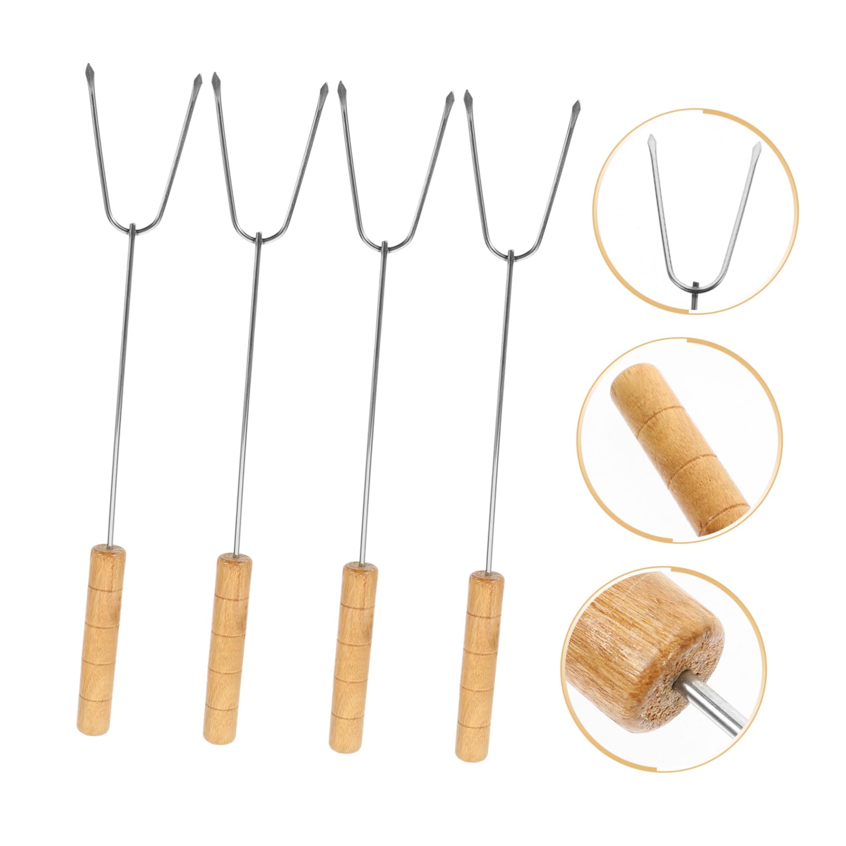 4-teiliges Barbecue-Schild, Grill-Tranchiergabel, Metallspieße, BBQ-Kabob-Sticks, Lagerfeuergabel, Marshmallow, Braten von Gänsen, Outdoor-Kegerator-Spieß für Fleisch, Werkzeug, Edelstahl, Mehrzweck