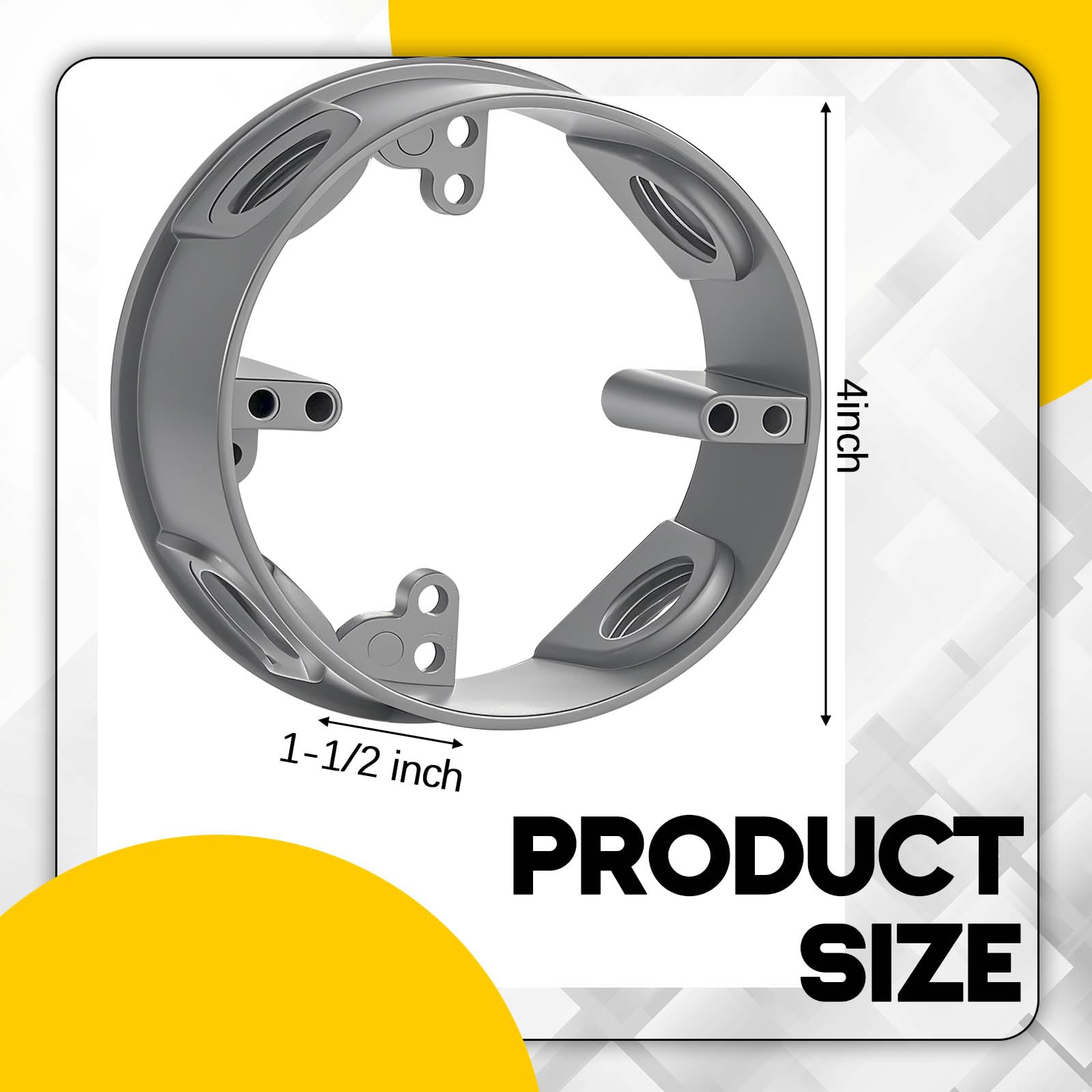 Juexica 2-Pack Weatherproof Electrical Box Extenders - 4 Inch Round, 16.5 Cu. In. Capacity, 1/2-inch Knockouts, Aluminum