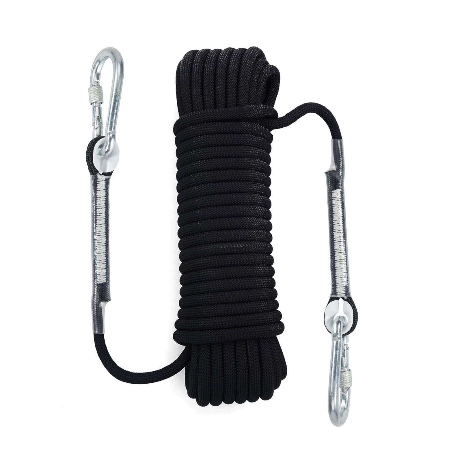 Cuerda de Escalada, Cuerda de Seguridad estática de 8 mm con Mosquetones, Cuerda de Nailon Trenzada, Cuerda de paracaídas de Rescate de Incendios, Escalar al Aire Libre, Senderismo, Camping, 10M