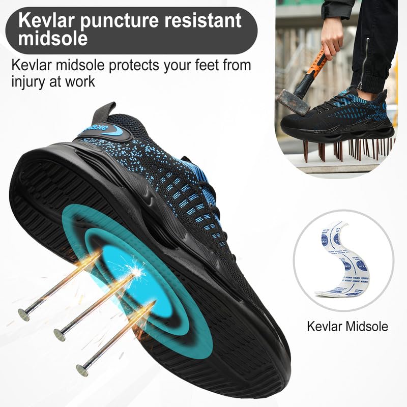 Scarpe Antinfortunistiche Uomo Donna Scarpe da Lavoro Donna Leggere Scarpe Sicurezza con Punta in Acciaio Traspiranti Comode Scarpe Sicurezza Antiscivolo Traspiranti 38-46 EU