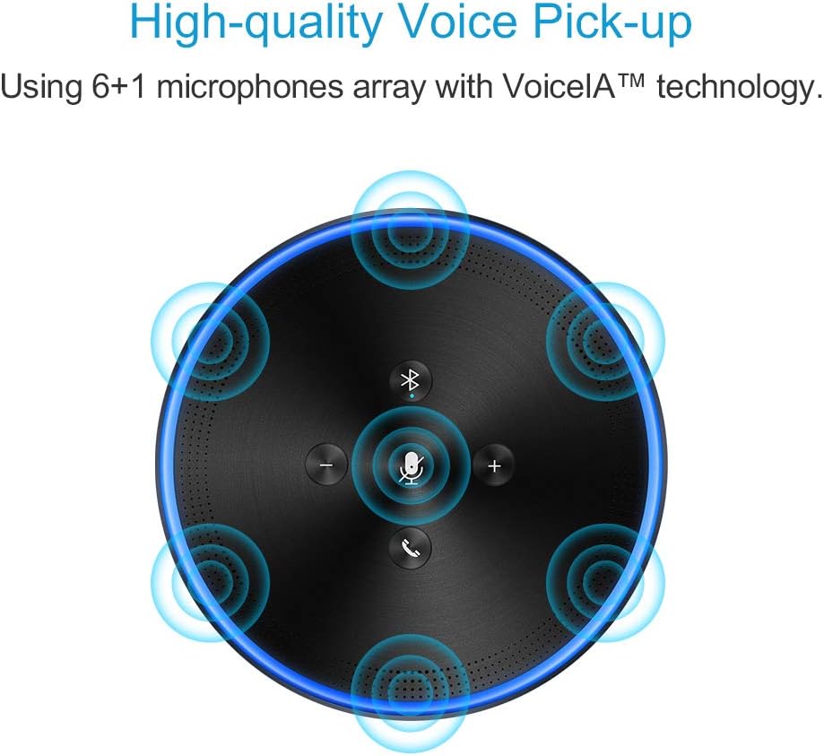 40% Off Discount Bluetooth Conference Speaker - M1 Black Conference Speakerphone Business Conference Phone 360° Audio Pickup LED Indicate Conference Call Speaker 6+1 Microphone,Skype Mobile Phone