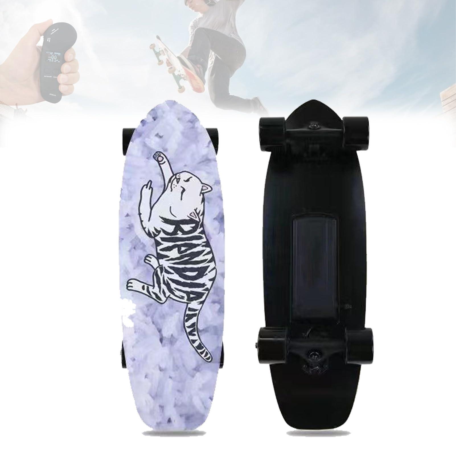 Skateboard éLectrique Series avec TéLéCommande, Vitesse De Pointe De 40 à 64 Km/H,Charge Maximale De 150 Kg, Cruiser pour Adultes Et Adolescents 1-Surf(22km)