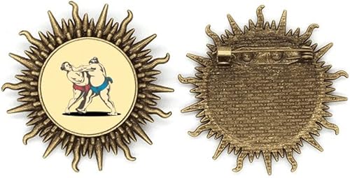 Lucha japonesa tradicional Sumo Metall Sonne Brosche Haken Pin, Metal, No aplicar
